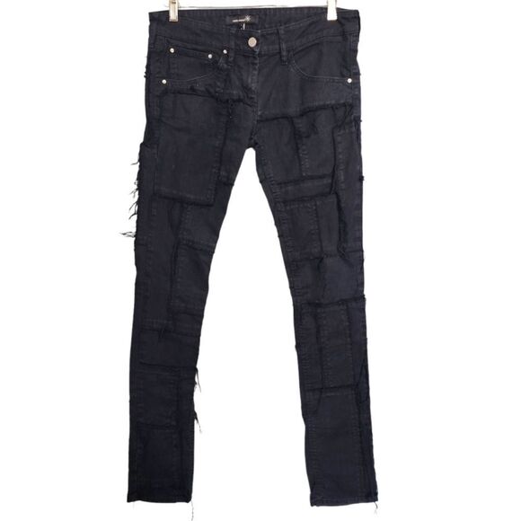 Isabel Marant Patchwork Raw Frayed Jeans  Black 2 - Picture 1 of 6